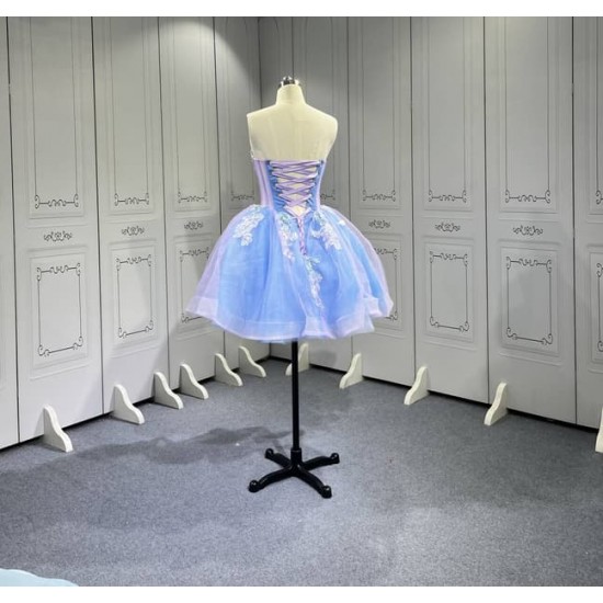 Mumuleo Periwinkle Ball Gown Floor-Length Quinceanera Dress Chapel Modern Satin Lace Print Natural Waist for Teenagers 2026