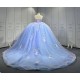 Mumuleo Periwinkle Ball Gown Floor-Length Quinceanera Dress Chapel Modern Satin Lace Print Natural Waist for Teenagers 2026