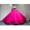 Mumuleo Fuchsia Quinceanera Ball Gown Floor-Length Modern Lace Chapel Train Teenagers Natural Waist Satin Dress 2026