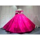 Mumuleo Fuchsia Quinceanera Ball Gown Floor-Length Modern Lace Chapel Train Teenagers Natural Waist Satin Dress 2026