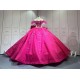 Mumuleo Fuchsia Quinceanera Ball Gown Floor-Length Modern Lace Chapel Train Teenagers Natural Waist Satin Dress 2026