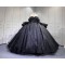 Mumuleo Black Quinceanera Ball Gown Floor-Length Modern Satin Chapel Train Lace Natural Waist Dress 2026