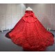 Mumuleo Red with Black Candy Color Quinceanera Ball Gown Floor-Length Satin Dress 2026 Detachable Train