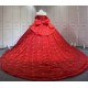 Mumuleo Red with Black Candy Color Quinceanera Ball Gown Floor-Length Satin Dress 2026 Detachable Train