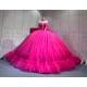 Mumuleo Fuchsia Quinceanera Ball Gown Dress Sweetheart Neckline Off-The-Shoulder Sleeves Appliqued Vestidos De Fiesta
