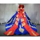 Mumuleo Snow White Inspired Quinceanera Ball Gown Floor-Length Chapel Train Modern Satin Print Lace Dress 2026