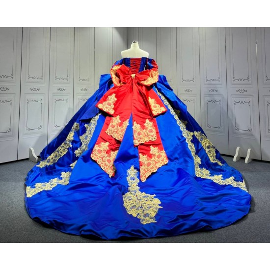 Mumuleo Snow White Inspired Quinceanera Ball Gown Floor-Length Chapel Train Modern Satin Print Lace Dress 2026
