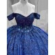 Mumuleo Navy Blue Sweetheart Floor-Length Ball Gown Quinceanera Dress with Cape Royal Train 2026