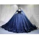 Mumuleo Navy Blue Sweetheart Floor-Length Ball Gown Quinceanera Dress with Cape Royal Train 2026