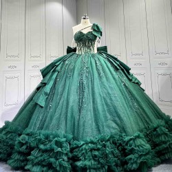Mumuleo Emerald Green Quinceanera Dress 2026 Ball Gowns 15 Years Dresses Oem New Style Women's Princess Extravagant