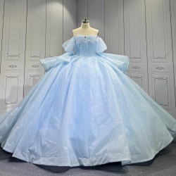 Mumuleo Wholesale Quinceanera Dress with Sleeves Sky Blue Quinceanera Dress for Teenagers Vestidos Para Nena De 8 Anos