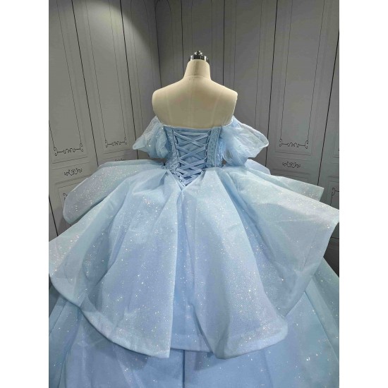 Mumuleo Wholesale Quinceanera Dress with Sleeves Sky Blue Quinceanera Dress for Teenagers Vestidos Para Nena De 8 Anos
