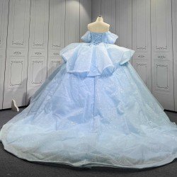 Mumuleo Wholesale Quinceanera Dress with Sleeves Sky Blue Quinceanera Dress for Teenagers Vestidos Para Nena De 8 Anos