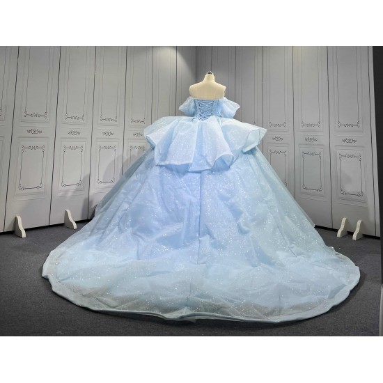 Mumuleo Wholesale Quinceanera Dress with Sleeves Sky Blue Quinceanera Dress for Teenagers Vestidos Para Nena De 8 Anos