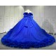 Mumuleo Royal Blue Quinceanera Dress 2026 Ball Gown Floor-Length Lace Sweetheart Neckline Chapel Train