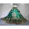 Mumuleo Emerald Green Ball Gown Floor-Length Modern Chapel Train Lace Satin Print Knitted Quinceanera for Teenagers Party 2026