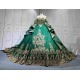 Mumuleo Emerald Green Ball Gown Floor-Length Modern Chapel Train Lace Satin Print Knitted Quinceanera for Teenagers Party 2026