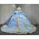 Mumuleo Sky Blue Quinceanera Dresses 2026 Floor-Length Ball Gown Sweep Train Luxury Satin Lace Natural Waistline