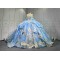 Mumuleo Sky Blue Quinceanera Dresses 2026 Floor-Length Ball Gown Sweep Train Luxury Satin Lace Natural Waistline
