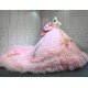 Mumuleo Princess Pink Quinceanera Dress 2026 Floor-Length Ball Gown Sweetheart Neckline Shoulder Lace Printed Chapel Train 100%