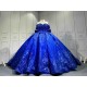 Mumuleo Royal Blue Modern Ball Gown Floor-Length Quinceanera Dress with Satin Lace Chapel Train for Teenagers 2026