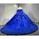Mumuleo Royal Blue Modern Ball Gown Floor-Length Quinceanera Dress with Satin Lace Chapel Train for Teenagers 2026