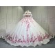 Mumuleo White Modern Ball Gown Floor-Length Quinceanera Dress Chapel Lace Satin Print Natural Waist for Teenagers Party 2026