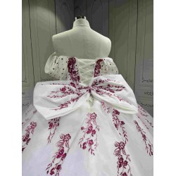 Mumuleo White Modern Ball Gown Floor-Length Quinceanera Dress Chapel Lace Satin Print Natural Waist for Teenagers Party 2026