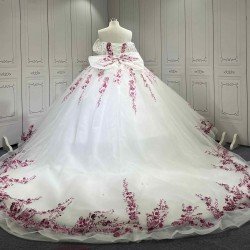 Mumuleo White Modern Ball Gown Floor-Length Quinceanera Dress Chapel Lace Satin Print Natural Waist for Teenagers Party 2026
