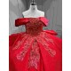 Mumuleo Red Modern Ball Gown Floor-Length Quinceanera Dress with Candy Color and Chapel Train
