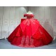 Mumuleo Red Modern Ball Gown Floor-Length Quinceanera Dress with Candy Color and Chapel Train