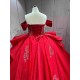 Mumuleo Red Modern Ball Gown Floor-Length Quinceanera Dress with Candy Color and Chapel Train