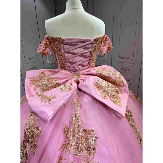 Mumuleo Candy Color Ball Gown Quinceanera Dress Sweetheart Neckline Off-Shoulder Chapel Train Floor-Length Lace Party Wedding