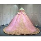 Mumuleo Candy Color Ball Gown Quinceanera Dress Sweetheart Neckline Off-Shoulder Chapel Train Floor-Length Lace Party Wedding