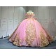 Mumuleo Candy Color Ball Gown Quinceanera Dress Sweetheart Neckline Off-Shoulder Chapel Train Floor-Length Lace Party Wedding