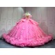 Mumuleo Hot Pink Candy Color Ball Gown Floor-Length Satin Quinceanera Dress with Chapel Train 2026