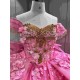 Mumuleo Hot Pink Candy Color Ball Gown Floor-Length Satin Quinceanera Dress with Chapel Train 2026
