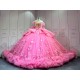 Mumuleo Hot Pink Candy Color Ball Gown Floor-Length Satin Quinceanera Dress with Chapel Train 2026