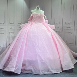 Mumuleo Shiny Pink Ball Gown Floor-Length Quinceanera Dress Chapel Modern Satin Lace Print Natural Waist for Teenagers 2026