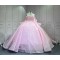Mumuleo Shiny Pink Ball Gown Floor-Length Quinceanera Dress Chapel Modern Satin Lace Print Natural Waist for Teenagers 2026