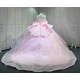 Mumuleo Shiny Pink Ball Gown Floor-Length Quinceanera Dress Chapel Modern Satin Lace Print Natural Waist for Teenagers 2026