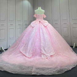 Mumuleo Shiny Pink Ball Gown Floor-Length Quinceanera Dress Chapel Modern Satin Lace Print Natural Waist for Teenagers 2026
