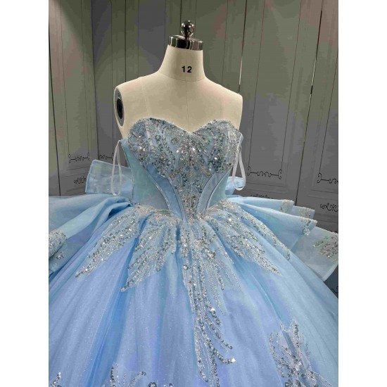 Mumuleo Floor-Length Modern Satin Lace Printed Chapel Train Ball Gown Quinceanera Dress for Teenagers