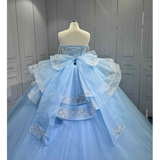 Mumuleo Floor-Length Modern Satin Lace Printed Chapel Train Ball Gown Quinceanera Dress for Teenagers
