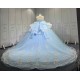 Mumuleo Floor-Length Modern Satin Lace Printed Chapel Train Ball Gown Quinceanera Dress for Teenagers