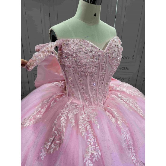 Mumuleo Pink Sweetheart Ball Gown Quinceanera Dresses with Sweep Train Beading for Party 2026