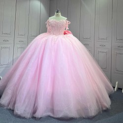 Mumuleo Pink Sweetheart Ball Gown Quinceanera Dresses with Sweep Train Beading for Party 2026