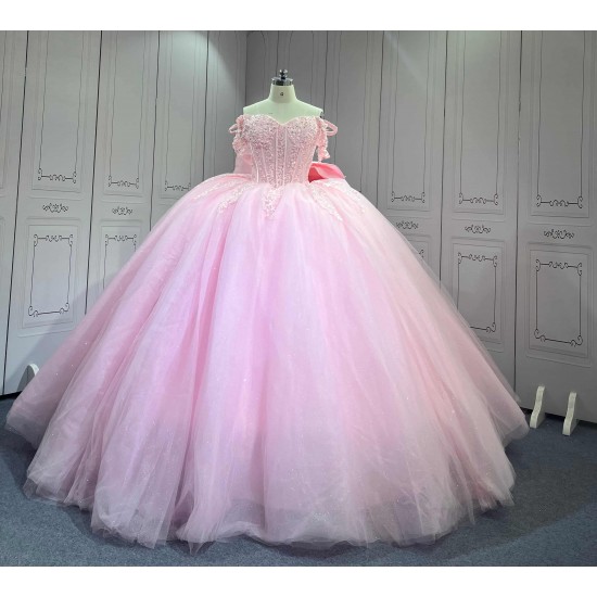 Mumuleo Pink Sweetheart Ball Gown Quinceanera Dresses with Sweep Train Beading for Party 2026
