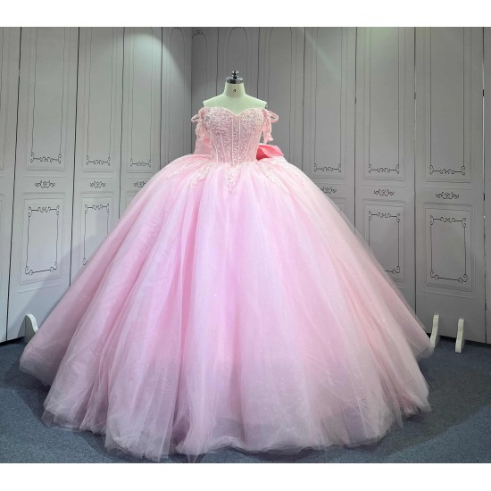 Mumuleo Pink Sweetheart Ball Gown Quinceanera Dresses with Sweep Train Beading for Party 2026