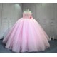 Mumuleo Pink Sweetheart Ball Gown Quinceanera Dresses with Sweep Train Beading for Party 2026